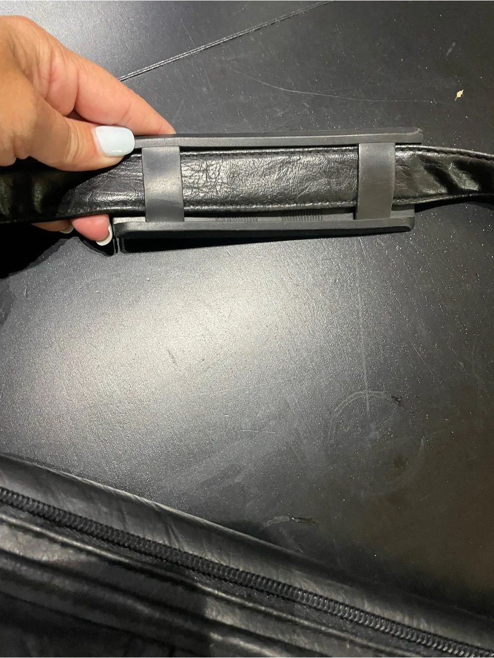 Vintage Black Leather Travel Messenger CarryOn Bag laptop computer luggage